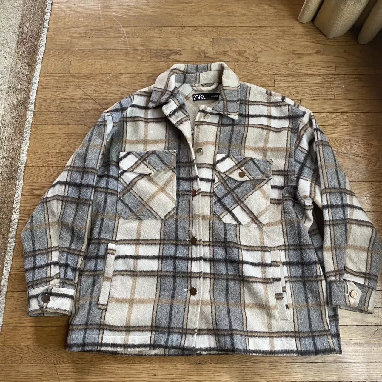 Zara Sweatshirts Hoodies Zara Plaid wool jacket Gray