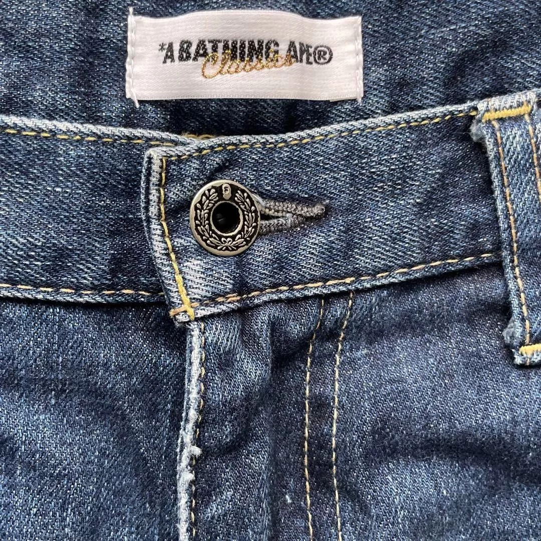 Bape Shorts A Bathing Ape (BAPE) - L Baggy Short Embroidered Backprint Blue
