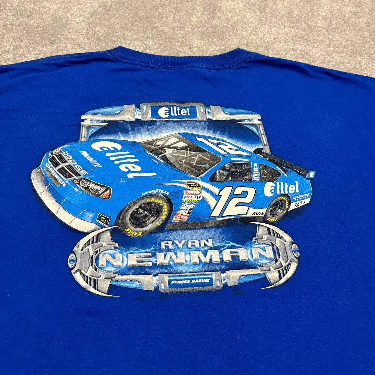 Chase Authentics Short Sleeve T Shirts Chase Authentics × NASCAR × Vintage Vintage 2000s Ryan Newman NASCAR Penske Racing Graphic Tee Blue