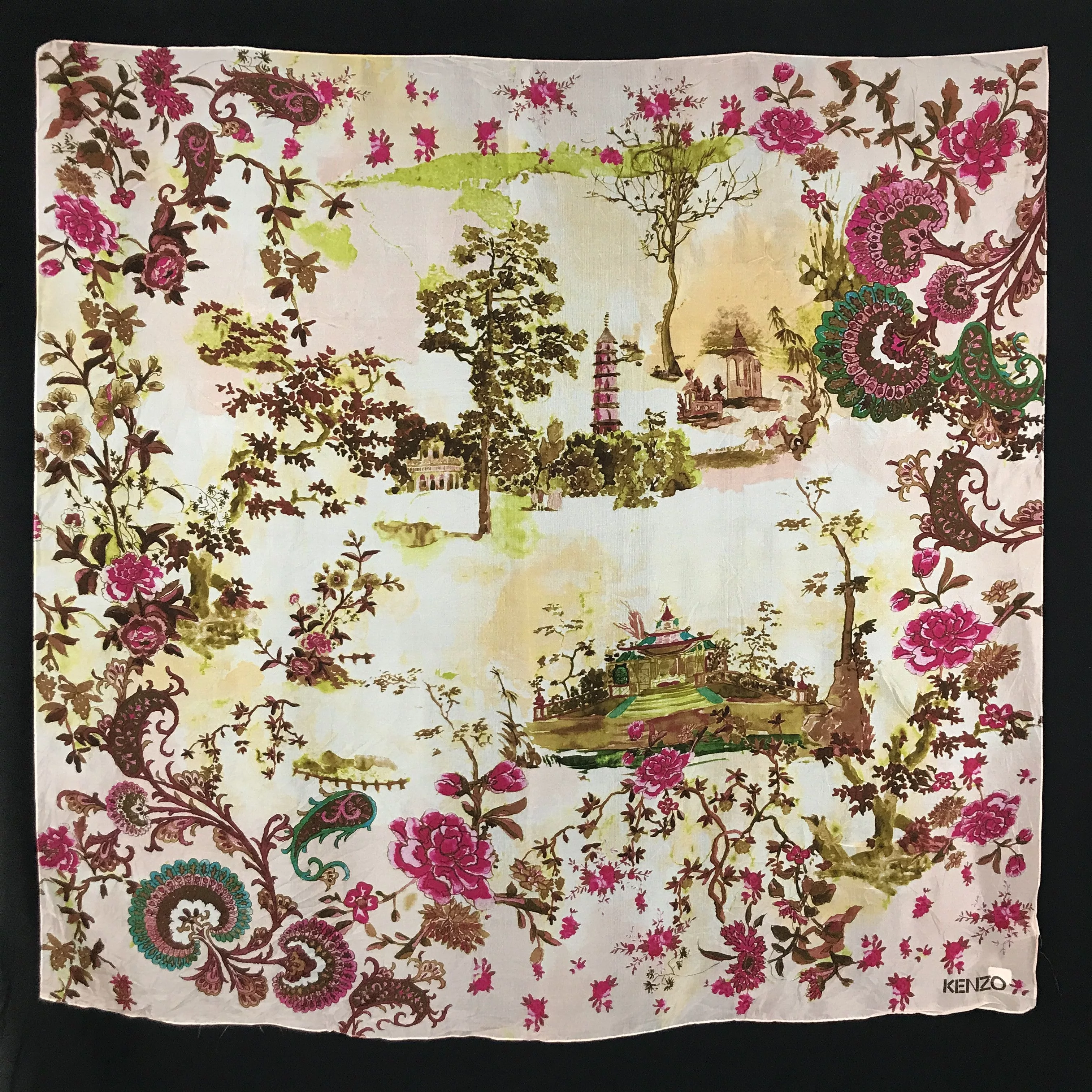 Kenzo Scarves Kenzo × Vintage Vintage Kenzo Floral Silk Scarf Multi