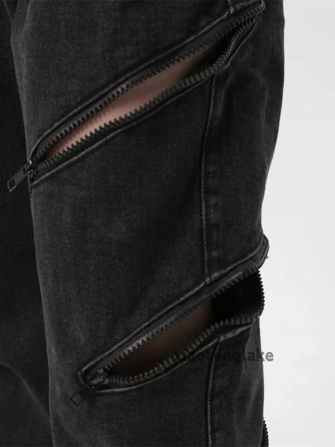 Designer Casual Pants Designer × Japanese Brand × Vintage washed faded zipper punk grunge bootcut jeans Black
