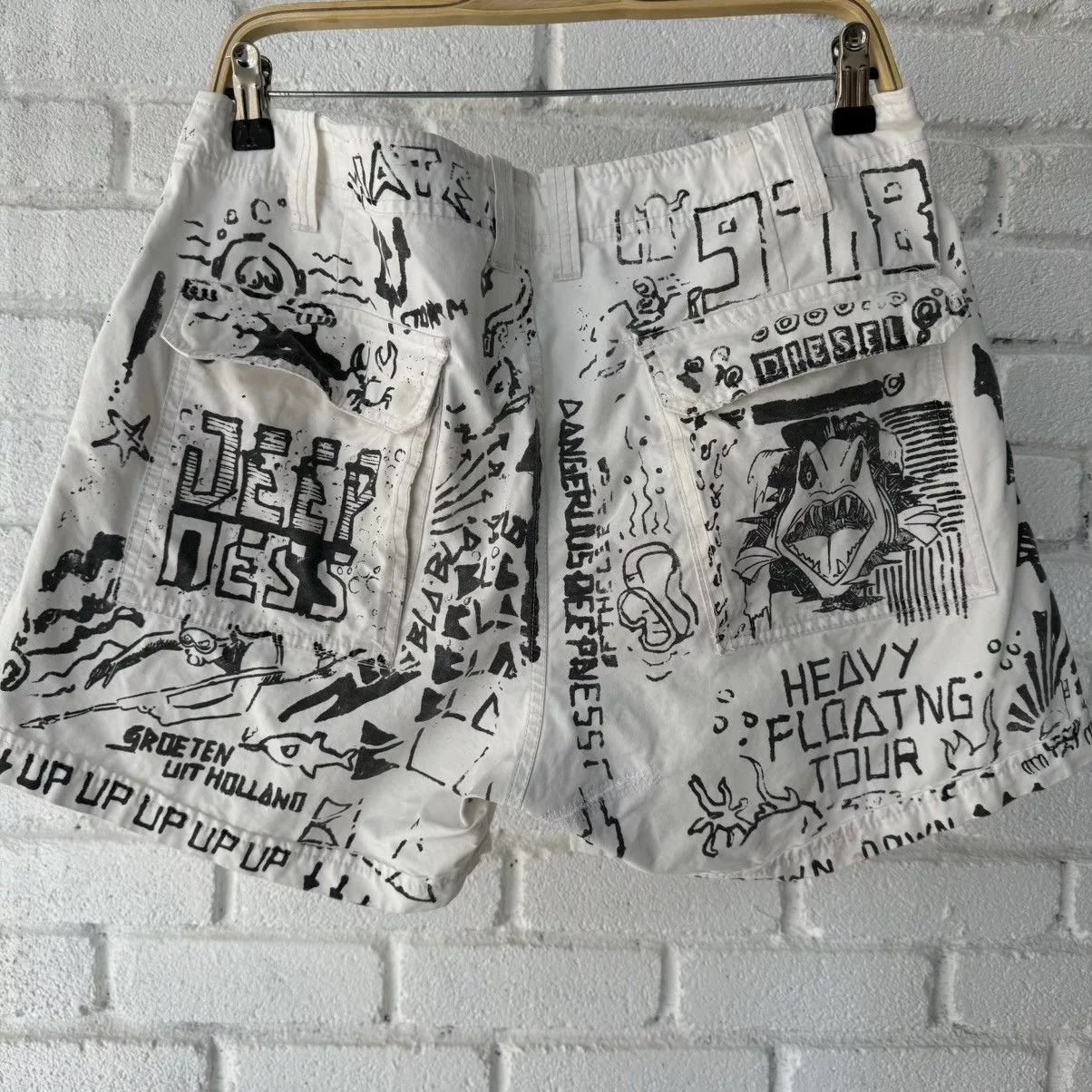Diesel Shorts Diesel Grafitti Shorts White