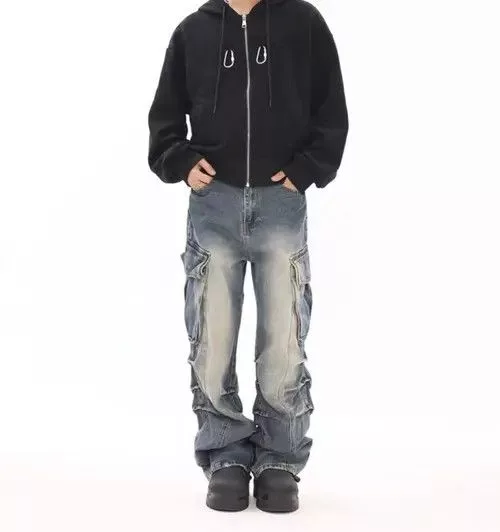 Japanese Brand Denim Japanese Brand × Jean Vintage washed distressed side pocket rare jeans Blue Streetwear