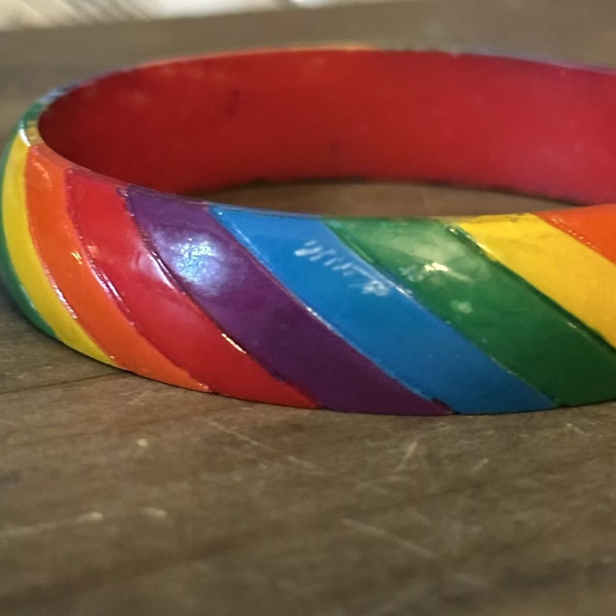 Vintage Bracelets Vintage wooden rainbow bangle bracelet Multi