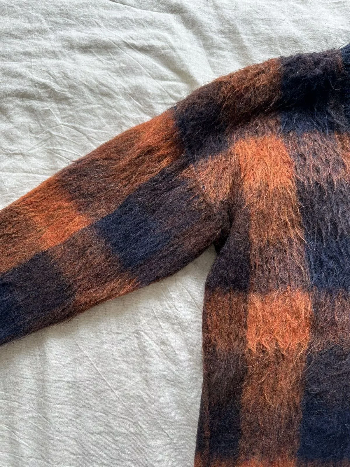 Acne Studios Sweaters Acne Studios Plaid Mohair Sweater Blue