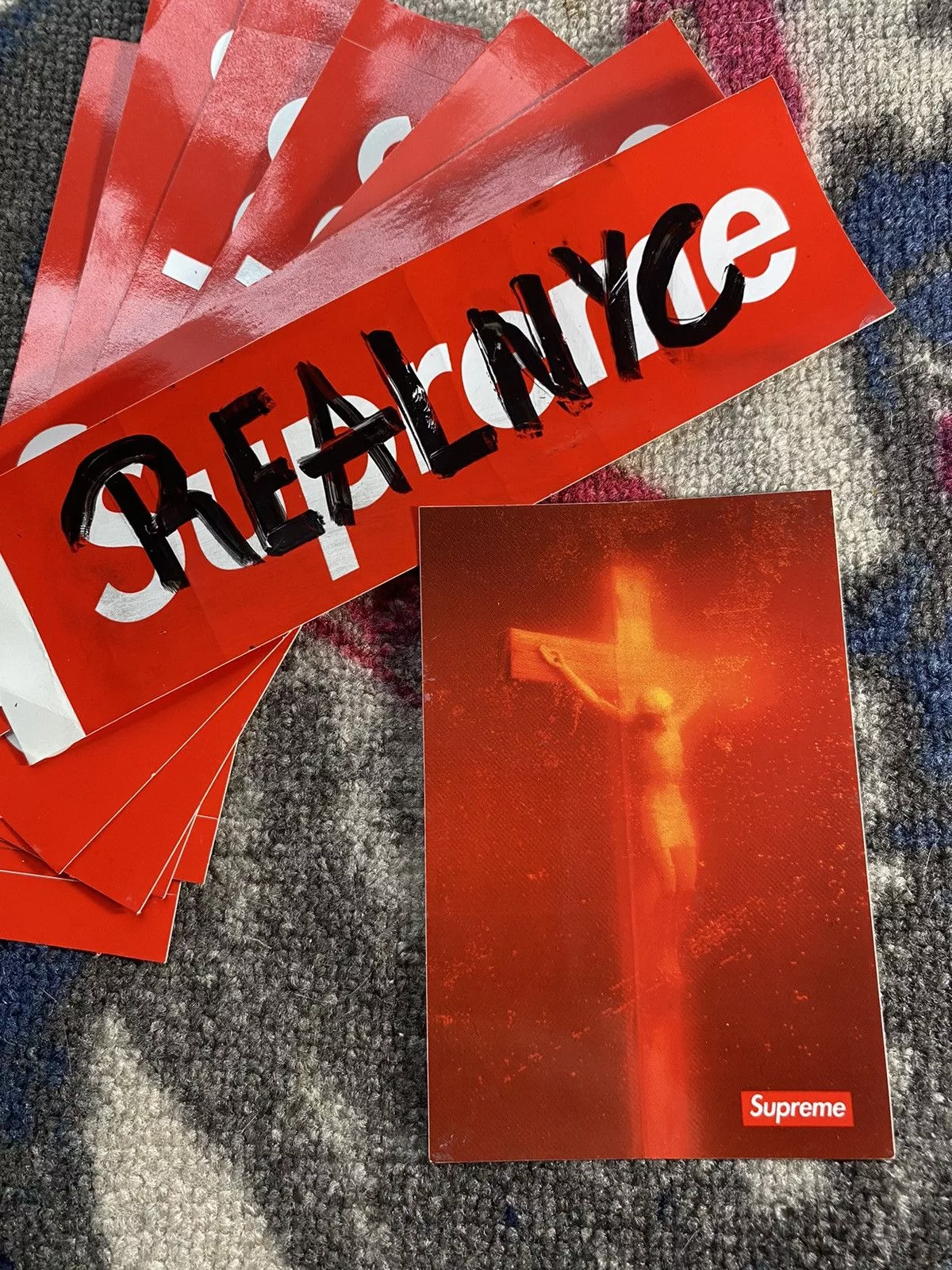 Supreme Supreme Supreme Andres Serrano Piss Christ Sticker Red