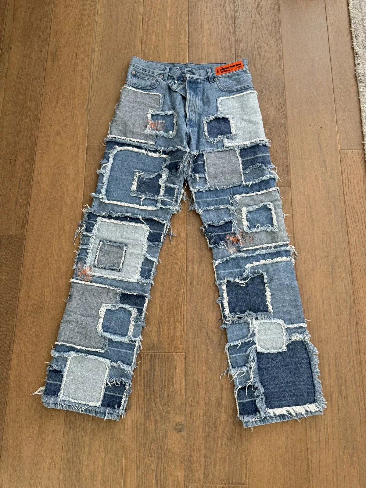 Heron Preston Denim Heron Preston Patchwork Denim Pants Blue