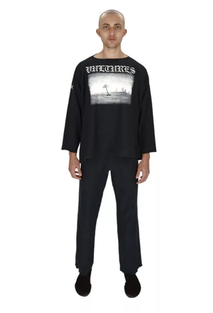 Designer Long Sleeve T Shirts Designer × Kanye West ⚡️ Kanye West YZY Vultures Long Sleeve Shirt Size 2 ⚡️ Black Streetwear