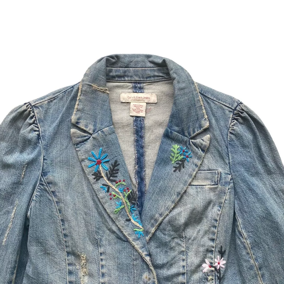 Calvin Klein Denim Jackets Calvin Klein Distressed Denim Jacket Multi