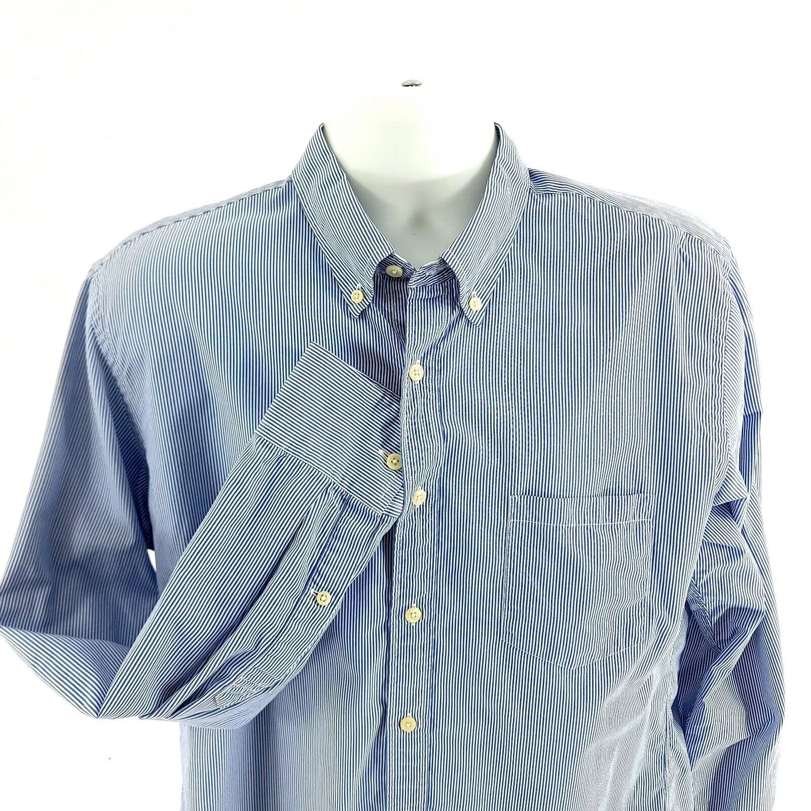 J.Crew Shirts Button Ups J.Crew J. Crew Striped Blue 2-Ply Cotton Striped Large 16-16.5 Coll