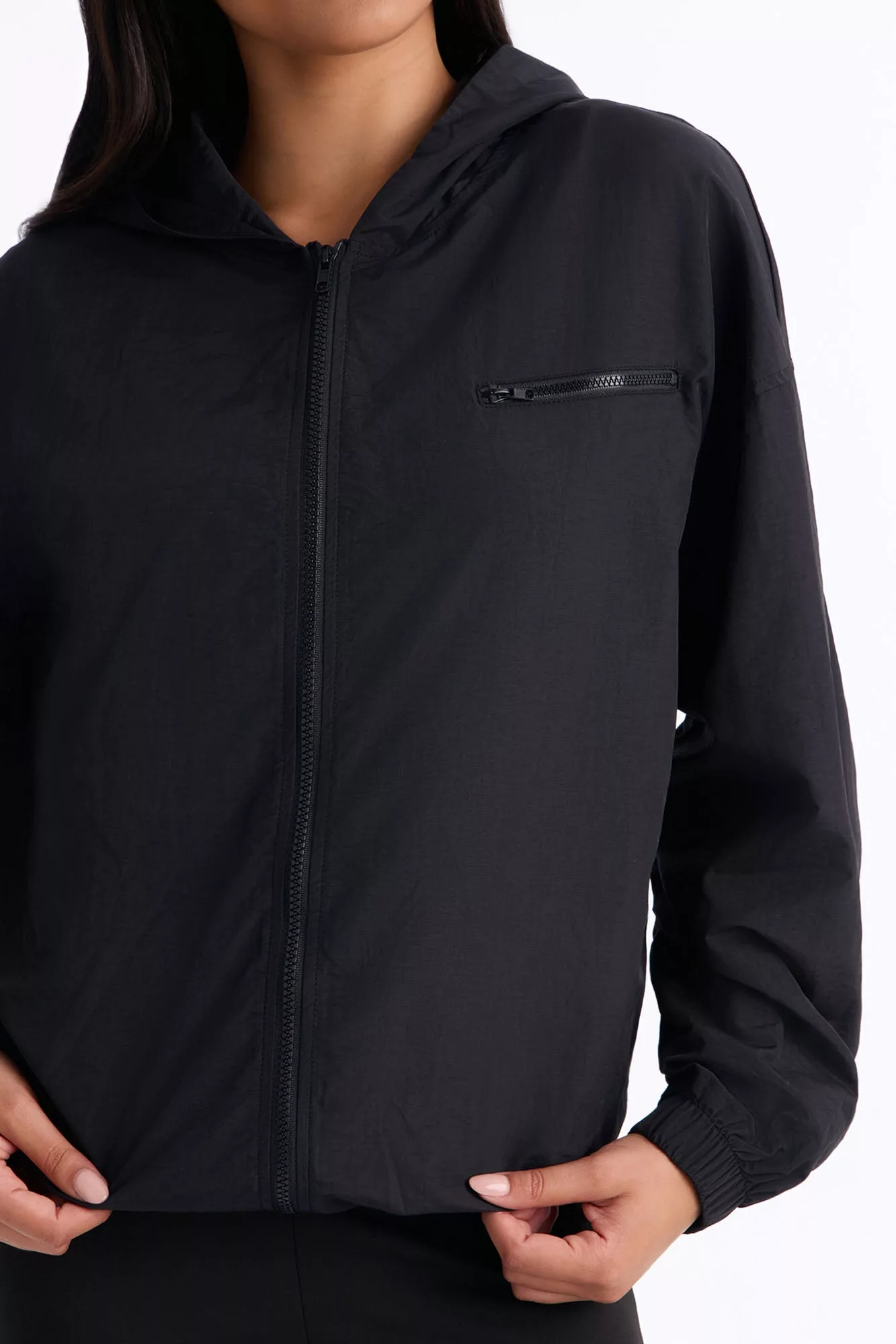 Brandy Windbreaker Capri Set - Black
