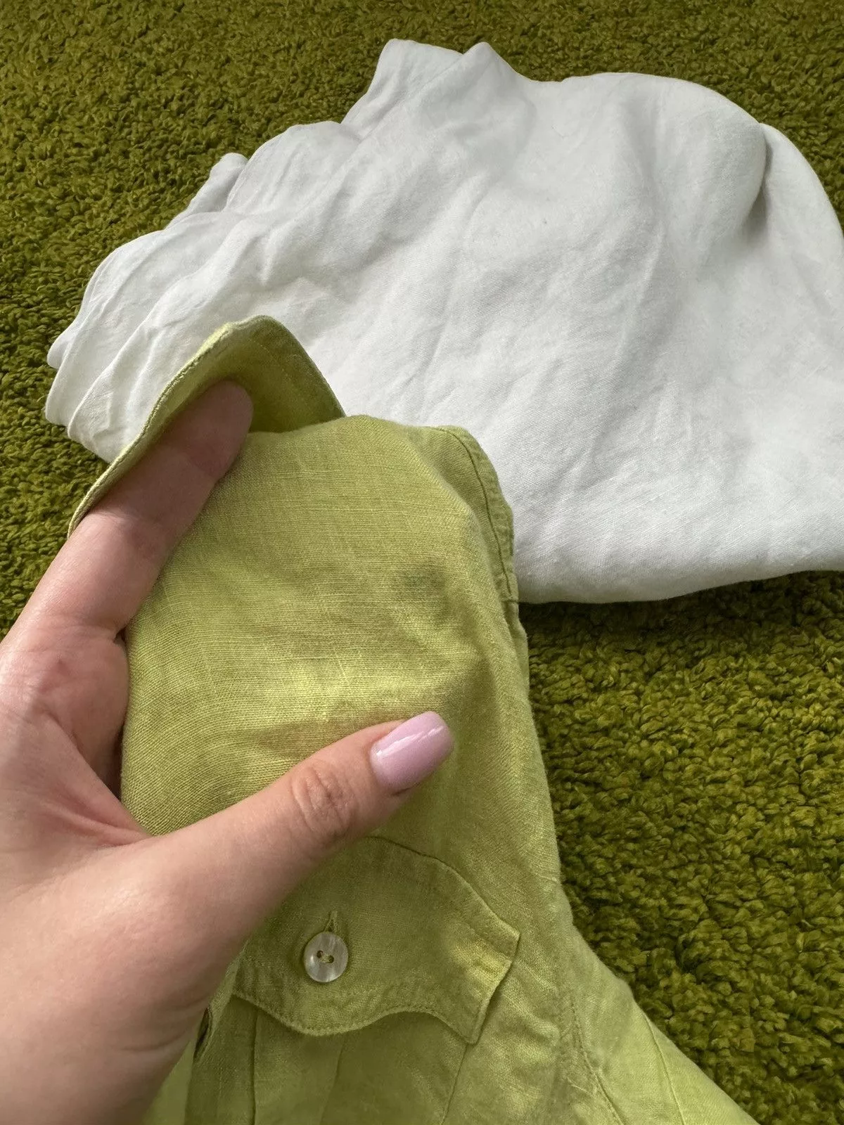 Designer Blouses Designer × Max Mara × Weekend Max Mara Max Mara 100% linen blouse shirt Green
