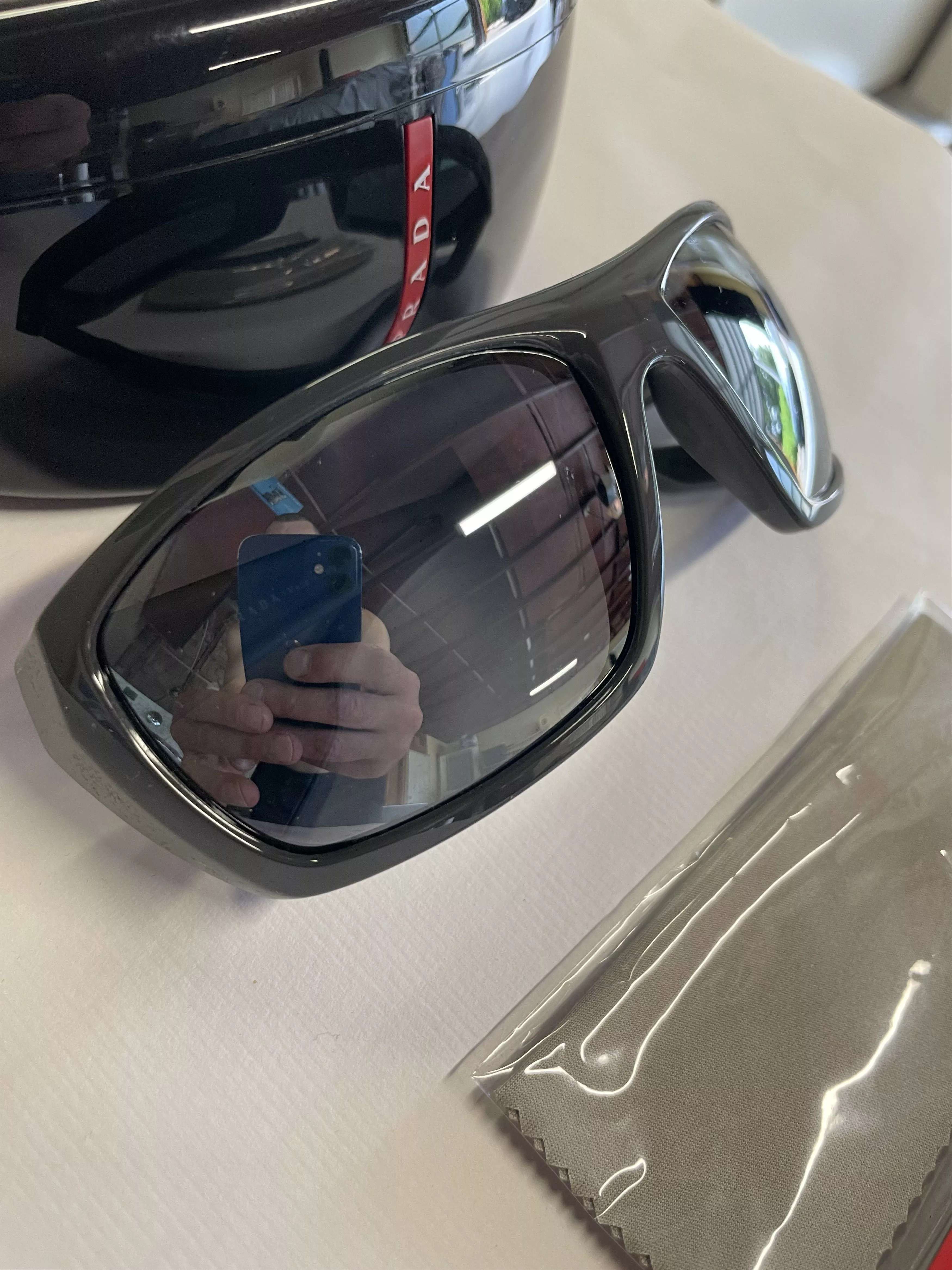 Prada Sunglasses Prada PS 06SS VY90D3 61 Matte Grey Rectangle Sunglasses. Black