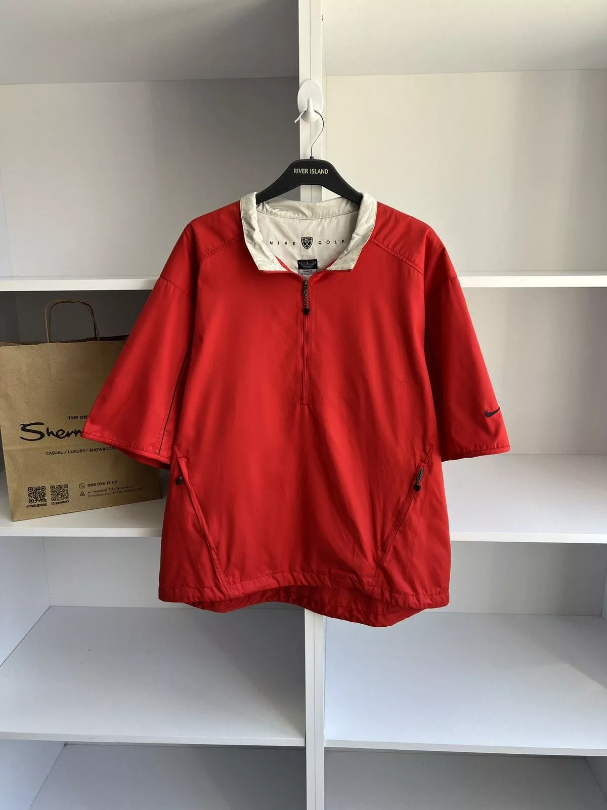 Nike Denim Jackets Nike × Vintage Vintage NIKE Red Golf Pullover Jacket