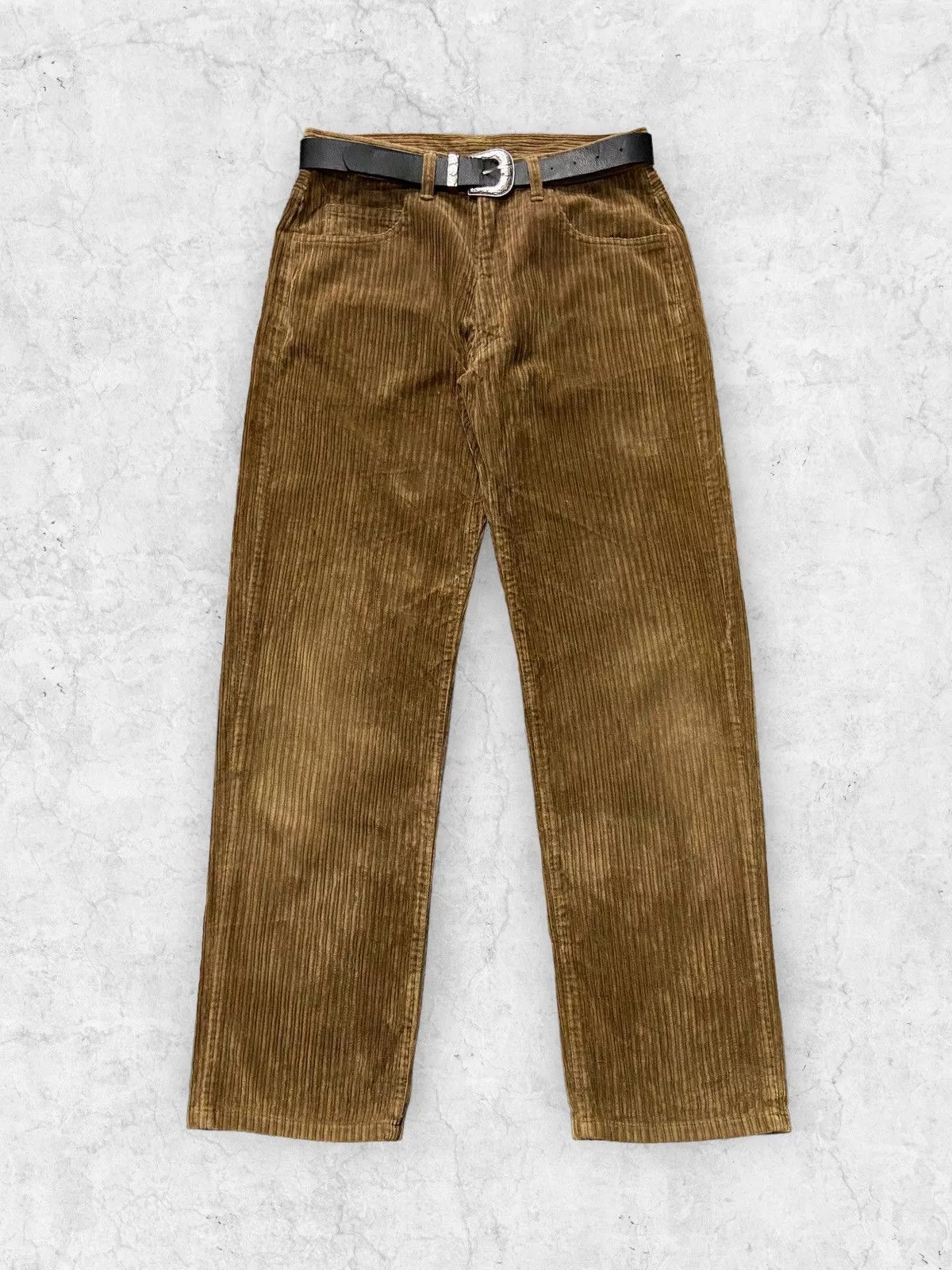 Beams Plus Casual Pants Beams Plus × Japanese Brand × Vintage Vintage Beams Japan Curduroy Pants With Leather Belt Brown