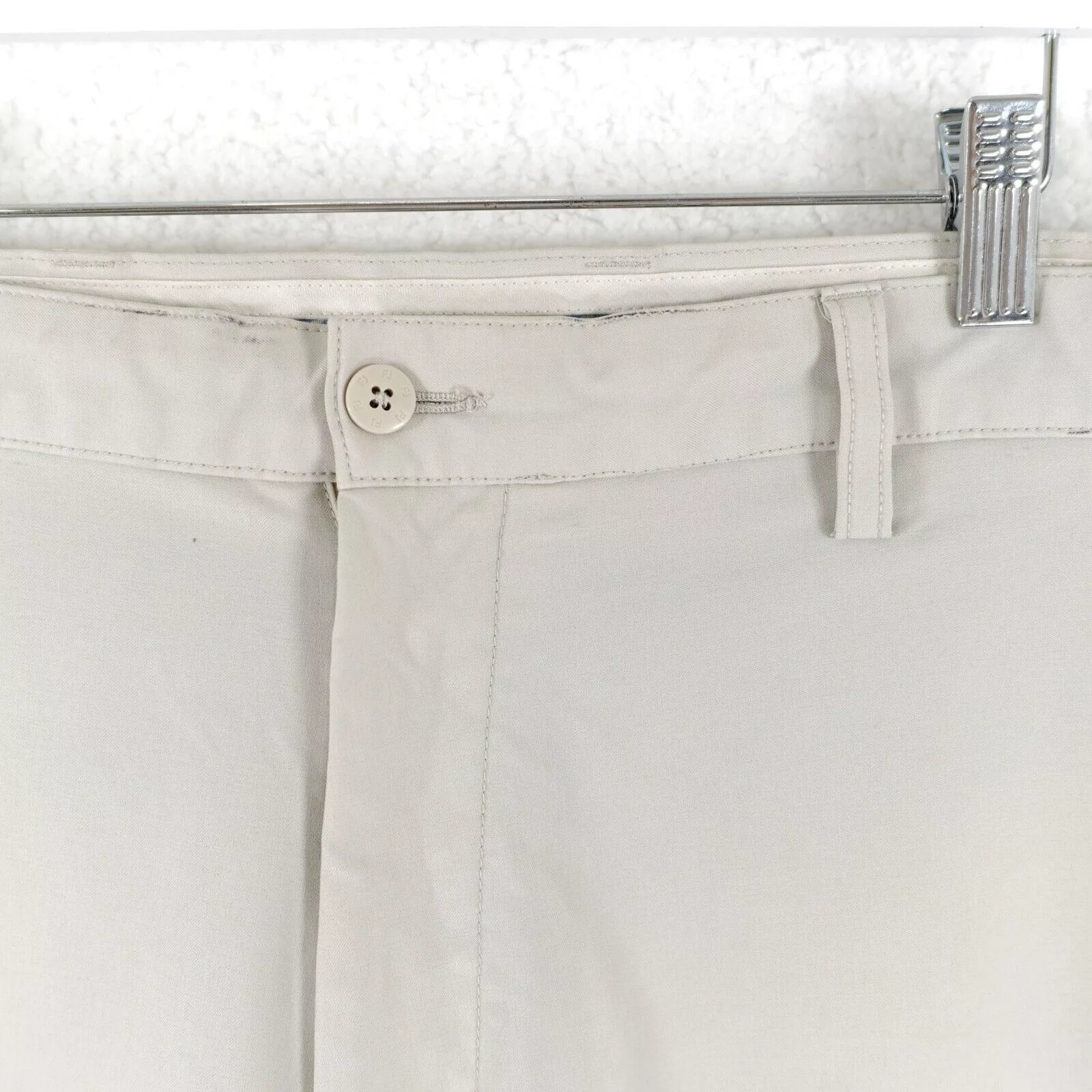 Footjoy Casual Pants Footjoy Gray Cream GOlf Mid Rise Flat Front Polyester Spande