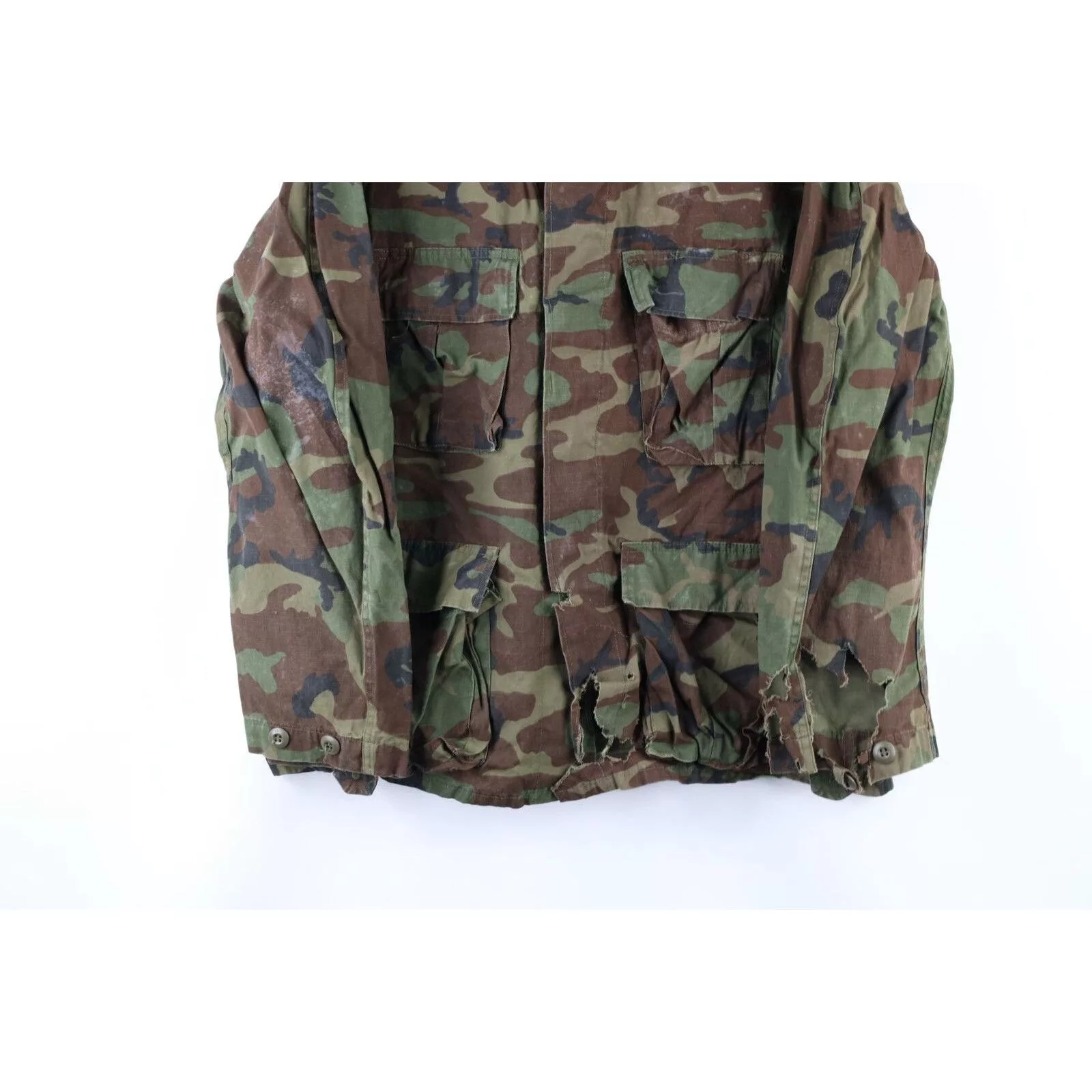 Vintage Light Jackets Vintage 70s Thrashed Ripstop Poplin Camouflage Jacket Multi