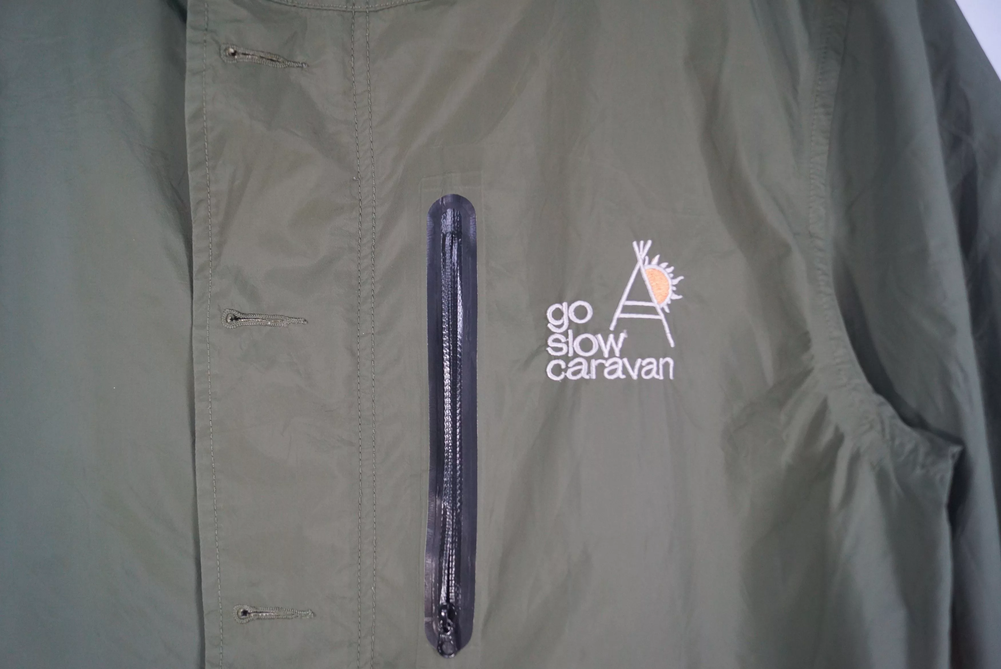 go slow caravan Light Jackets Rare!! Light Jacket Go Slow Caravan Small Logo Green