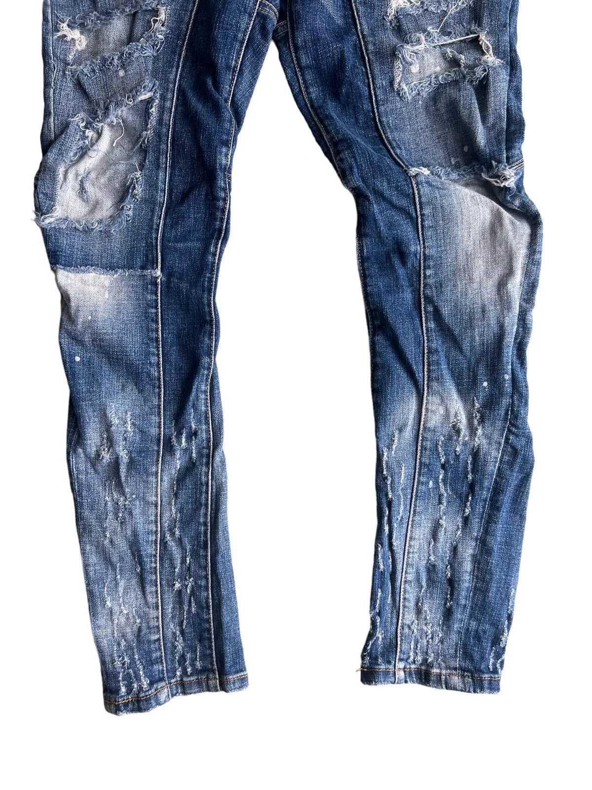 Dsquared2 Denim Dsquared2 × Purple DSQUARED2 Beautiful Patchwork Distressed Skinny Biker Jean Blue
