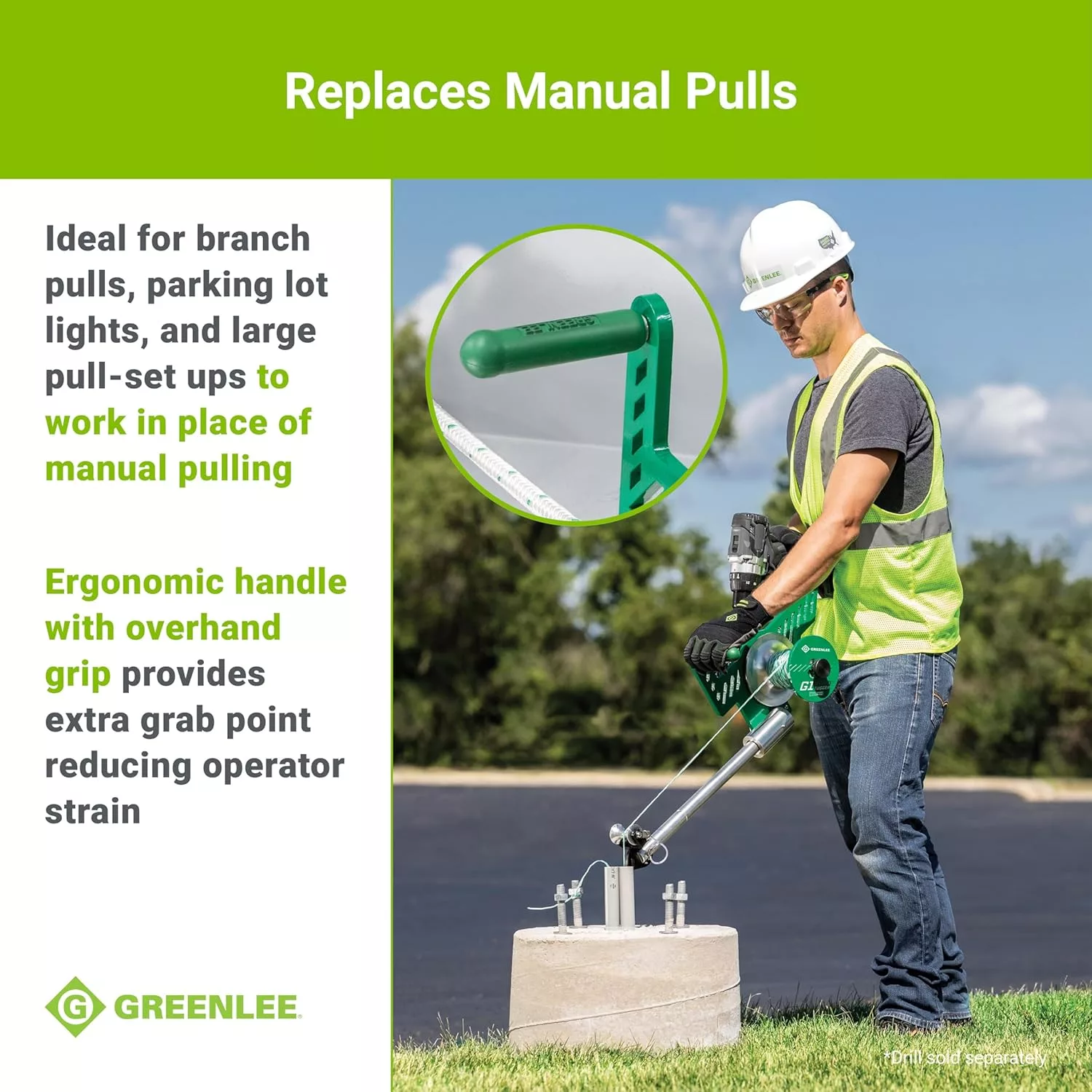 Greenlee G1 Versi-Tugger Handheld 1,000-lb. Electrical Cable Puller, 1/2 - 4""
