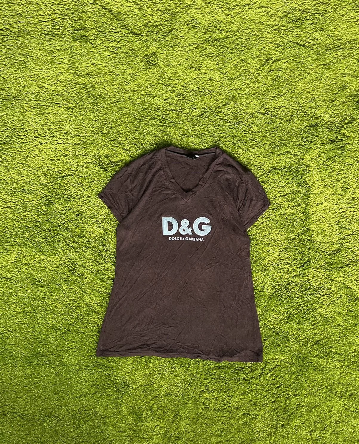 Designer Short Sleeve T Shirts Designer × Dolce & Gabbana × Vintage Dolce & Gabbana D&G vintage 90s big logo t-shirt Brown