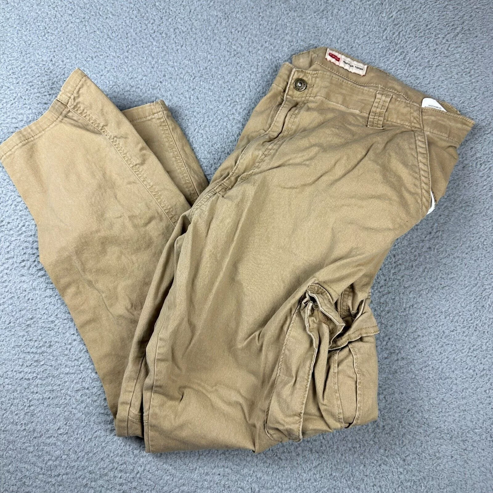 Wrangler Casual Pants Wrangler Regular Taper Adult Flat Front Chino Cargo Pants Beige