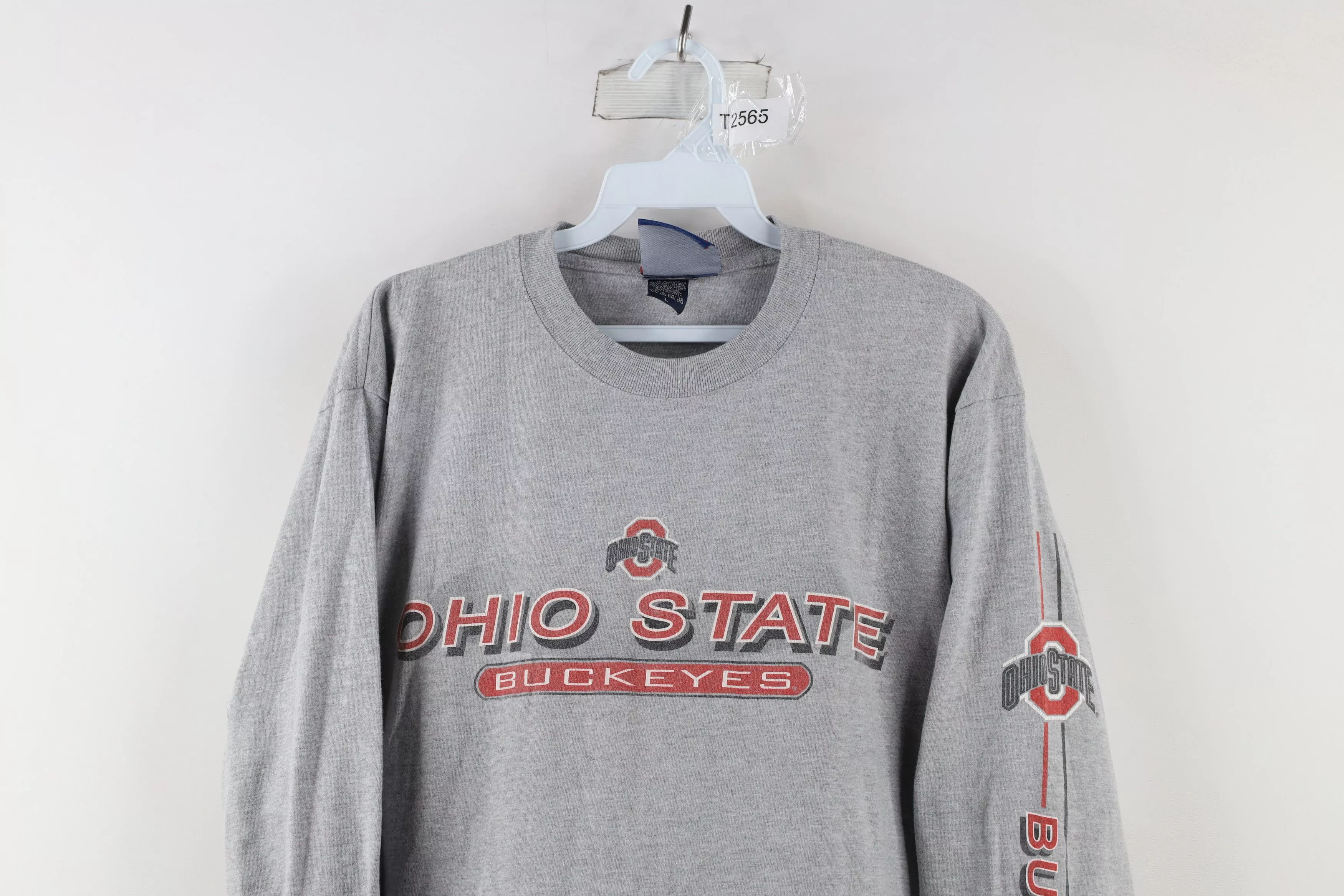 Vintage Long Sleeve T Shirts Vintage 90s Out Ohio State University Long Sleeve T-Shirt Gray