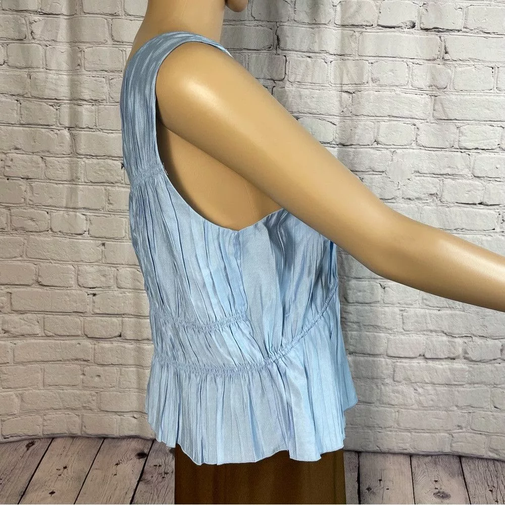 Frame Blouses New Frame Tie Front Cinched Crinkle Light Blue Blouse Tank