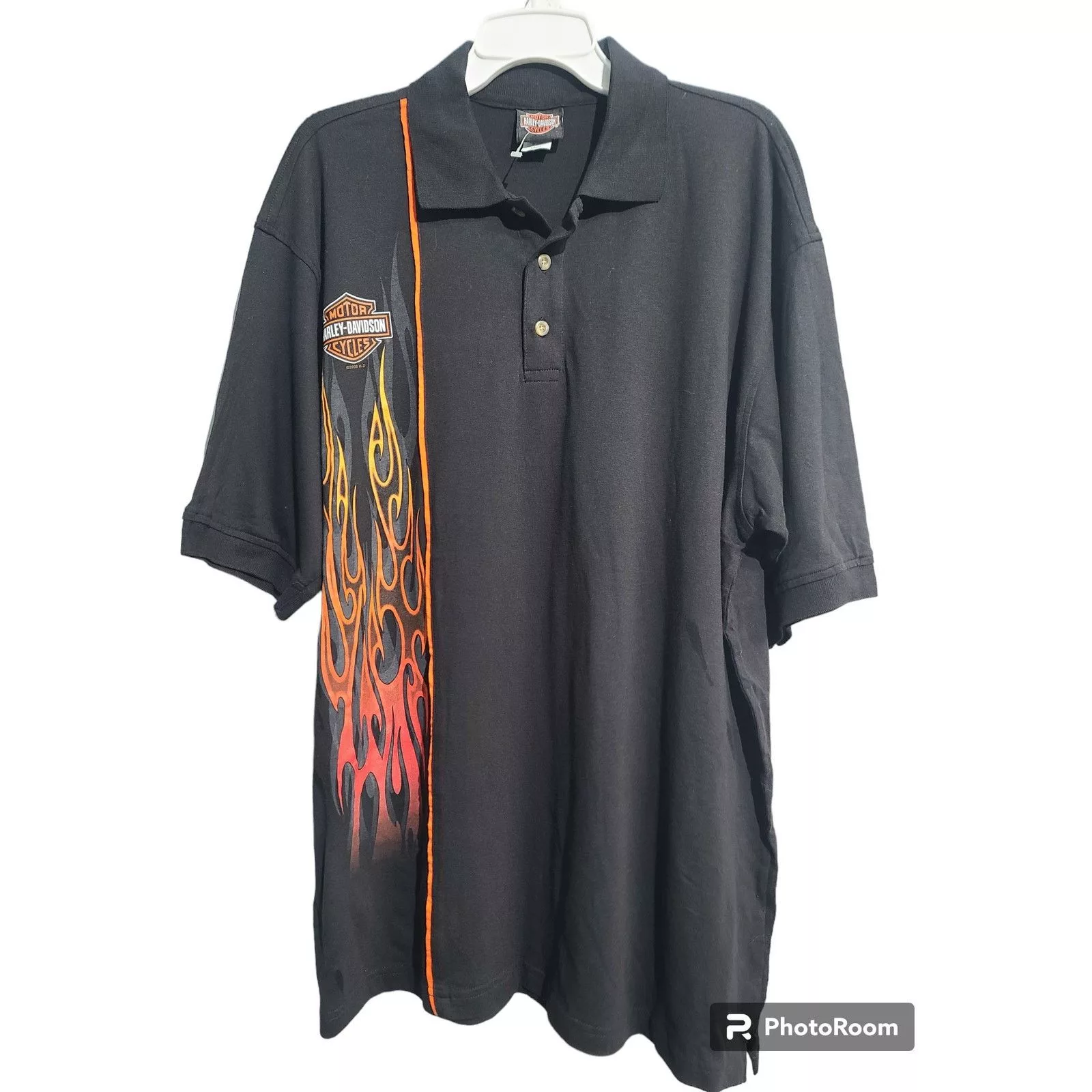 Harley Davidson Polos Harley Davidson Vintage Flame Polo Black