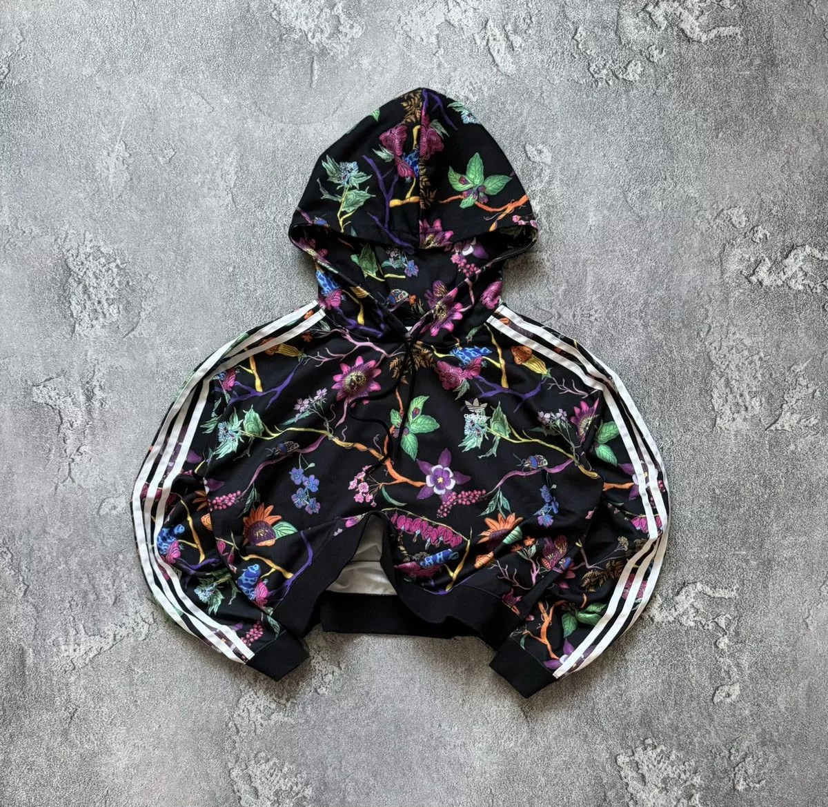 Adidas Sweatshirts Adidas × Designer Adidas Wmns all printed flower crop hoodie sweatshirt hooded Multi Streetwear