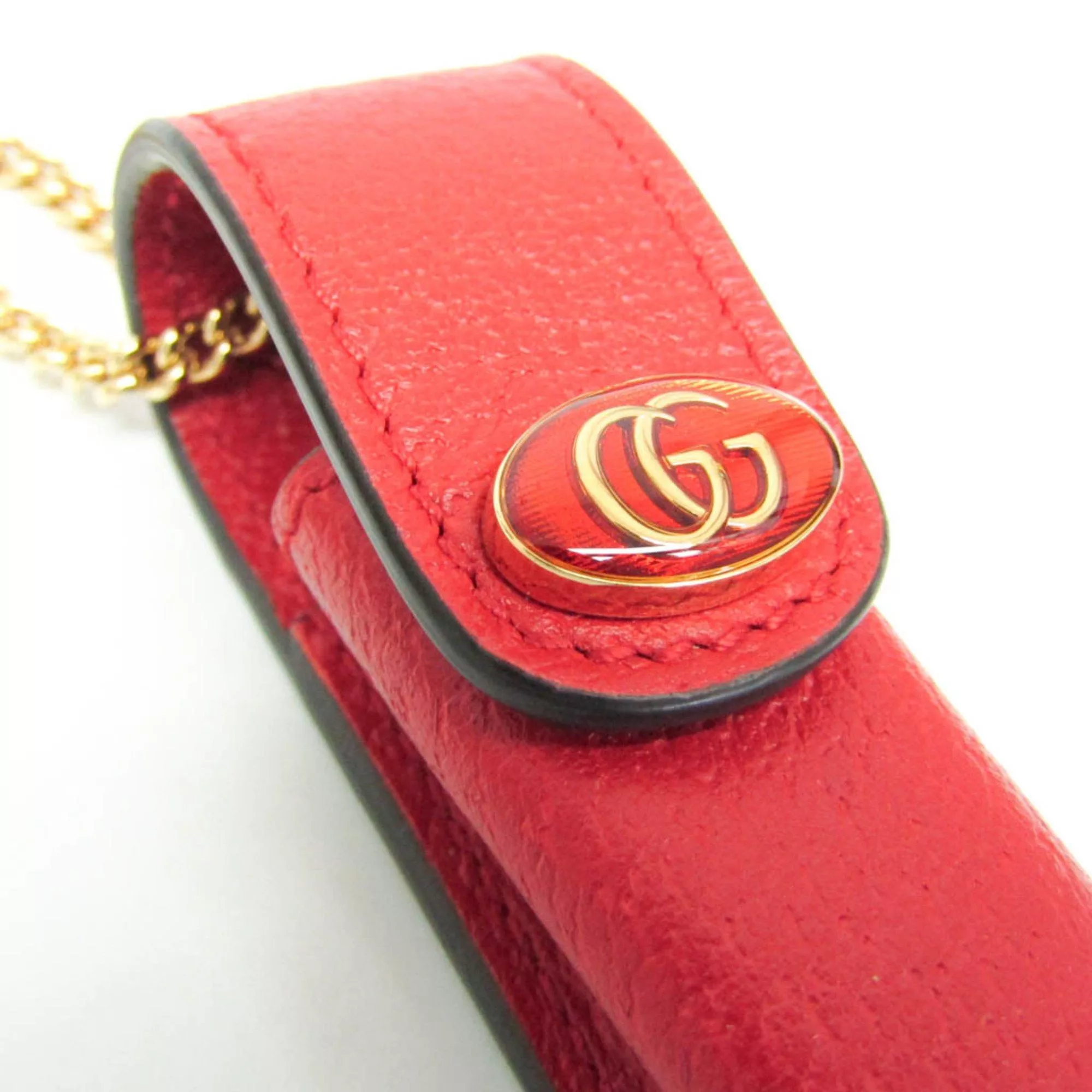 Gucci Miscellaneous Gucci Leather Lipstick Case Red Color 615998
