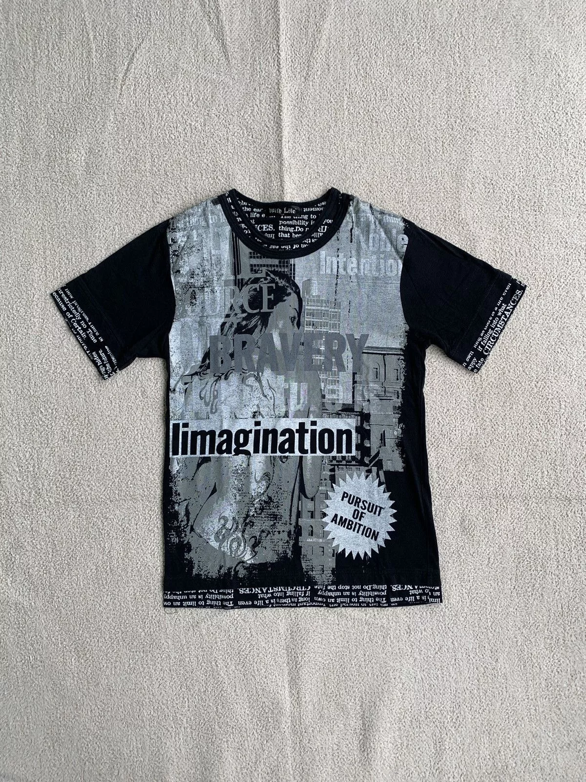 14th Addiction Short Sleeve T Shirts 14th Addiction × If Six Was Nine × Japanese Brand Poem Tshirt Japanese Wild Life Black
