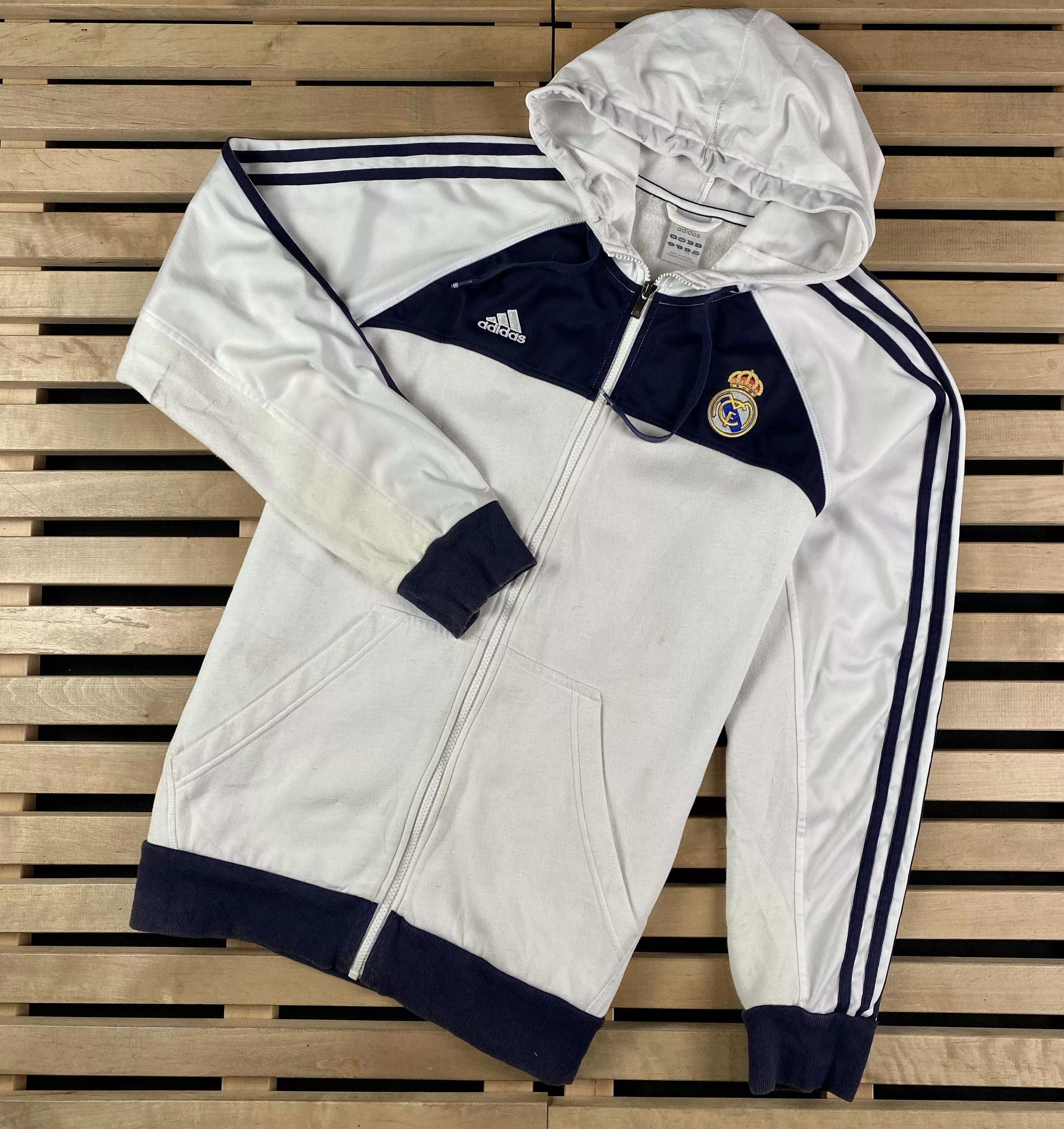 Adidas Sweatshirts Hoodies Mens Hoodies Full Zip Real Madrid Adidas Size L White Sportswear