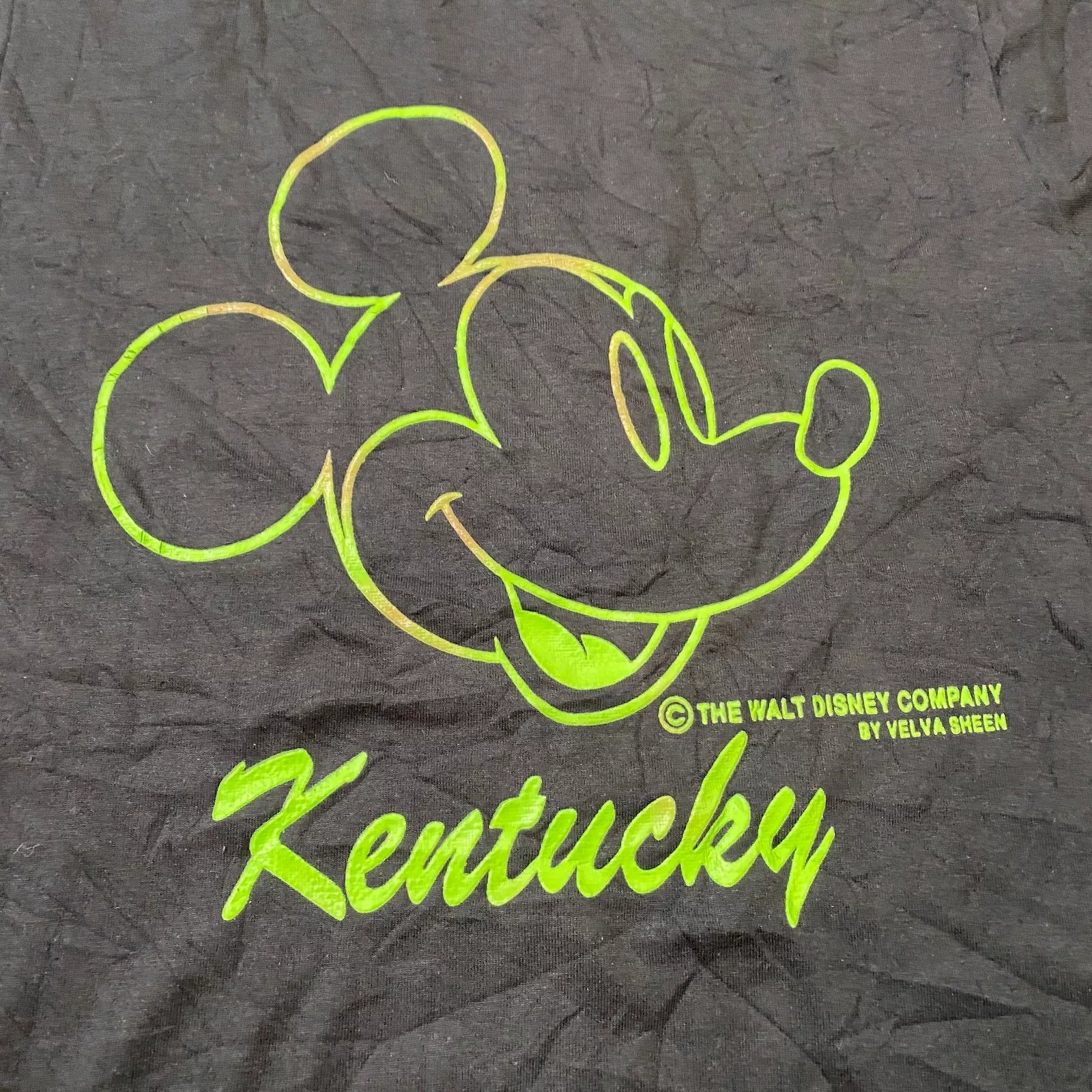 Velva Sheen Short Sleeve T Shirts Velva Sheen × Vintage NWT Vintage Velva Sheen Neon Mickey Mouse Kentucky Shirt M Black