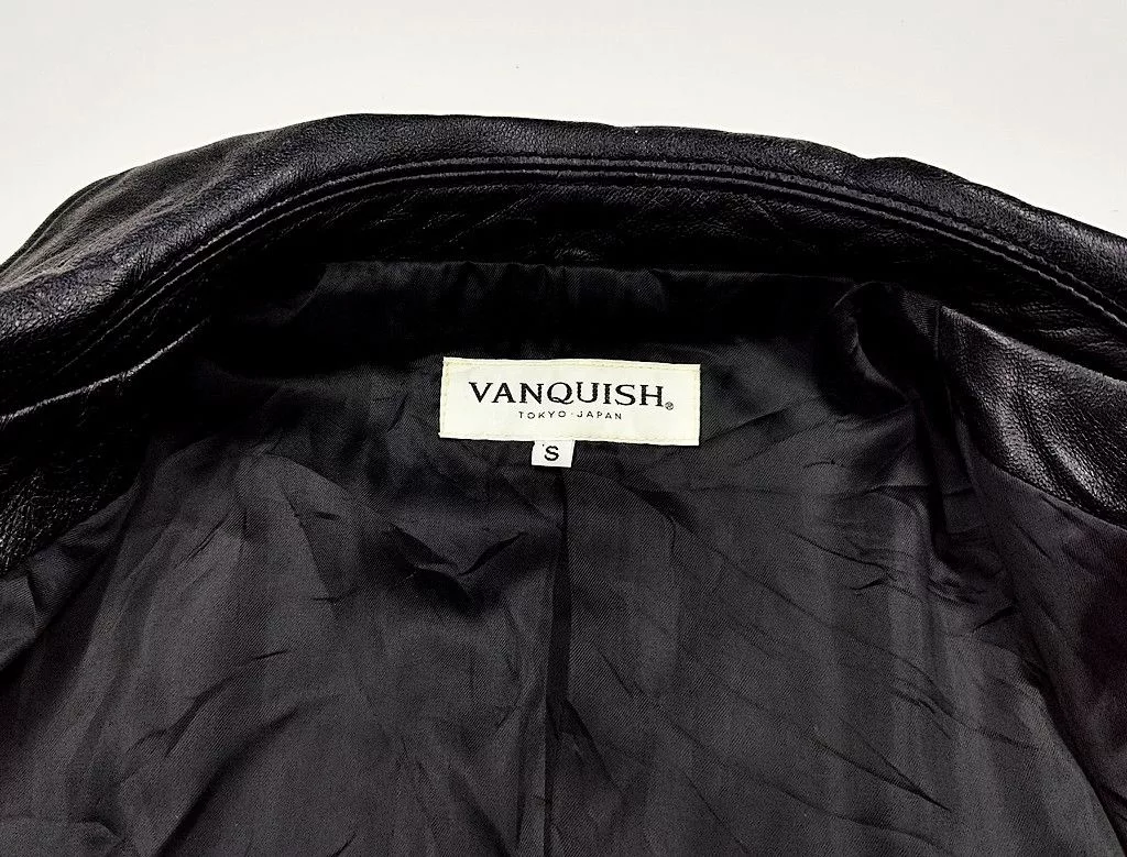 Vanquish Leather Jackets VANQUISH full leather double collar jacket Black