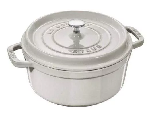 Staub 4 QT Round Cocotte  White Truffle