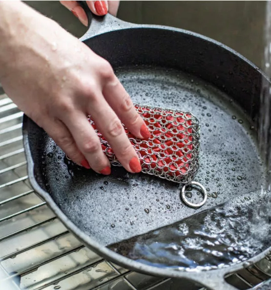 Red Silicone & Chainmail Scrubbing Pad