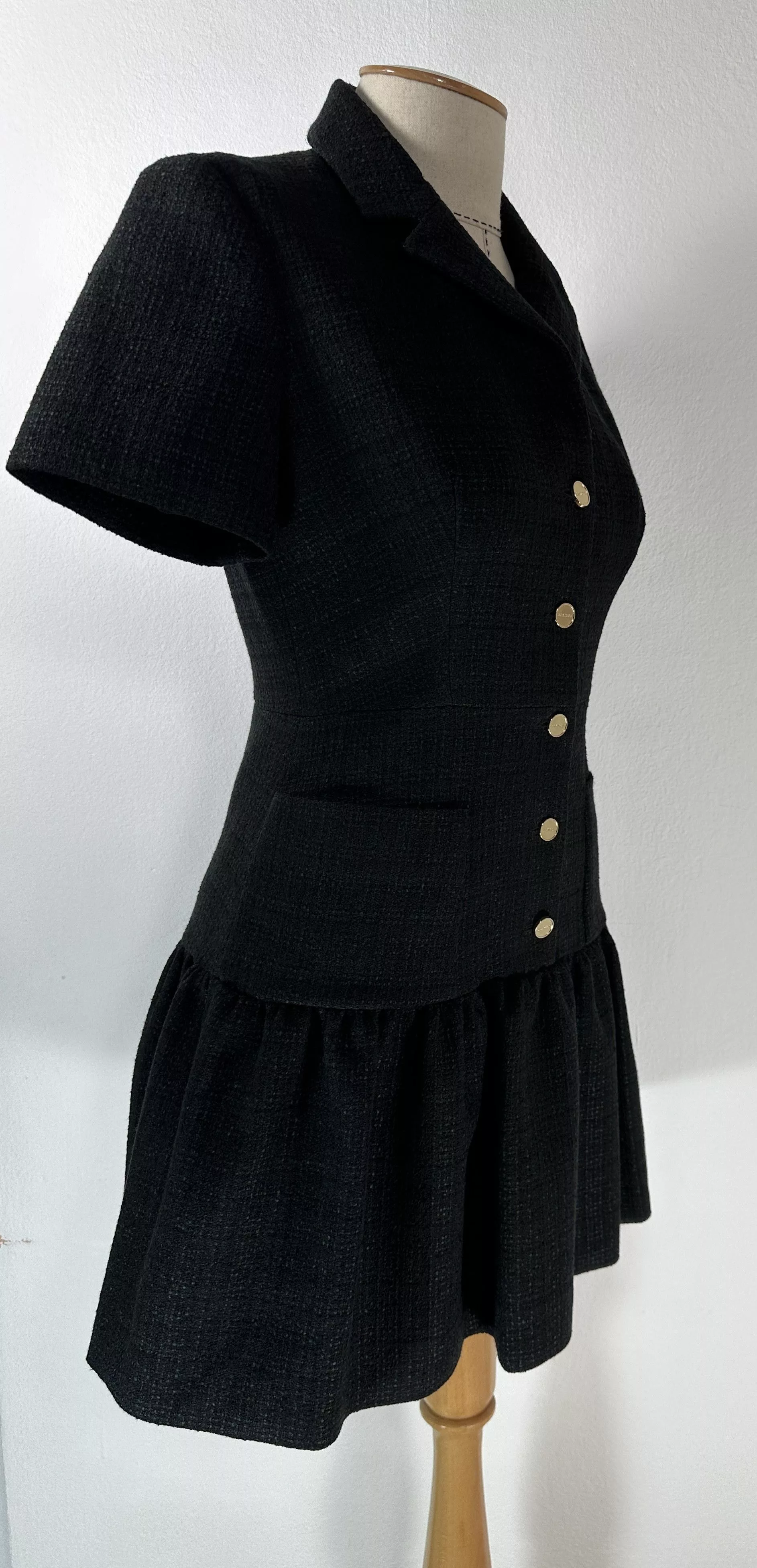 Sandro Mini Dresses Sandro Short Tweed Dress Black