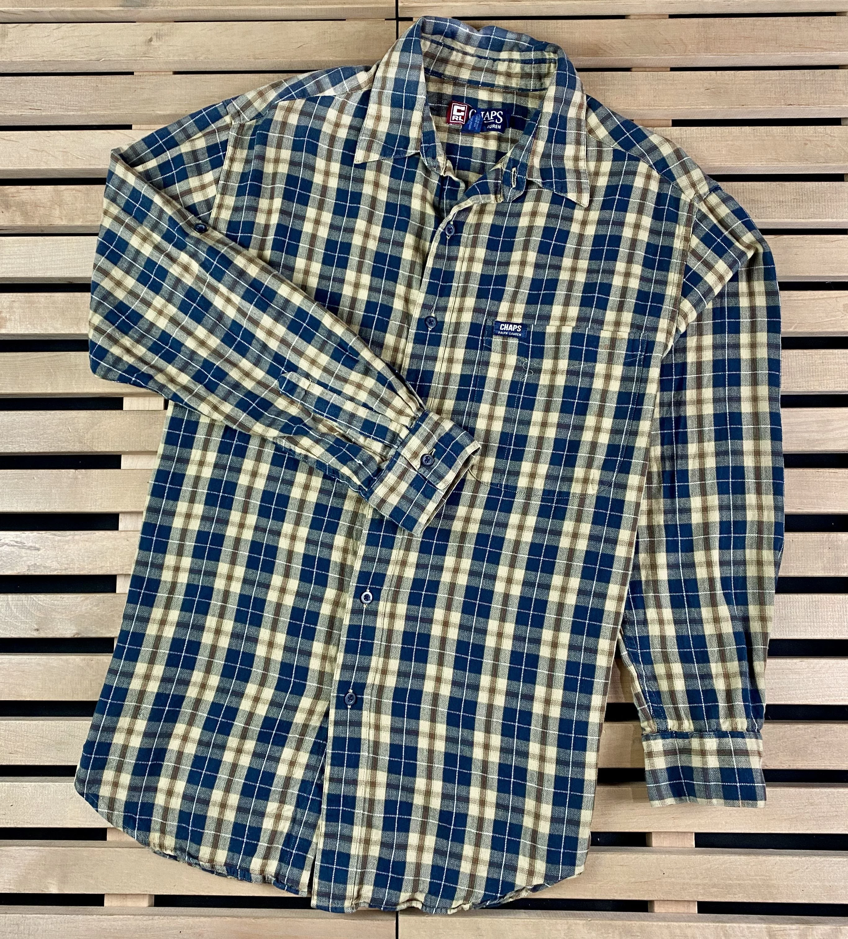Chaps Ralph Lauren Shirts Button Ups Chaps Ralph Lauren × Ralph Lauren Mens Shirt Long Sleeve Chaps by Ralph Lauren Vintage Size M Multi Luxury
