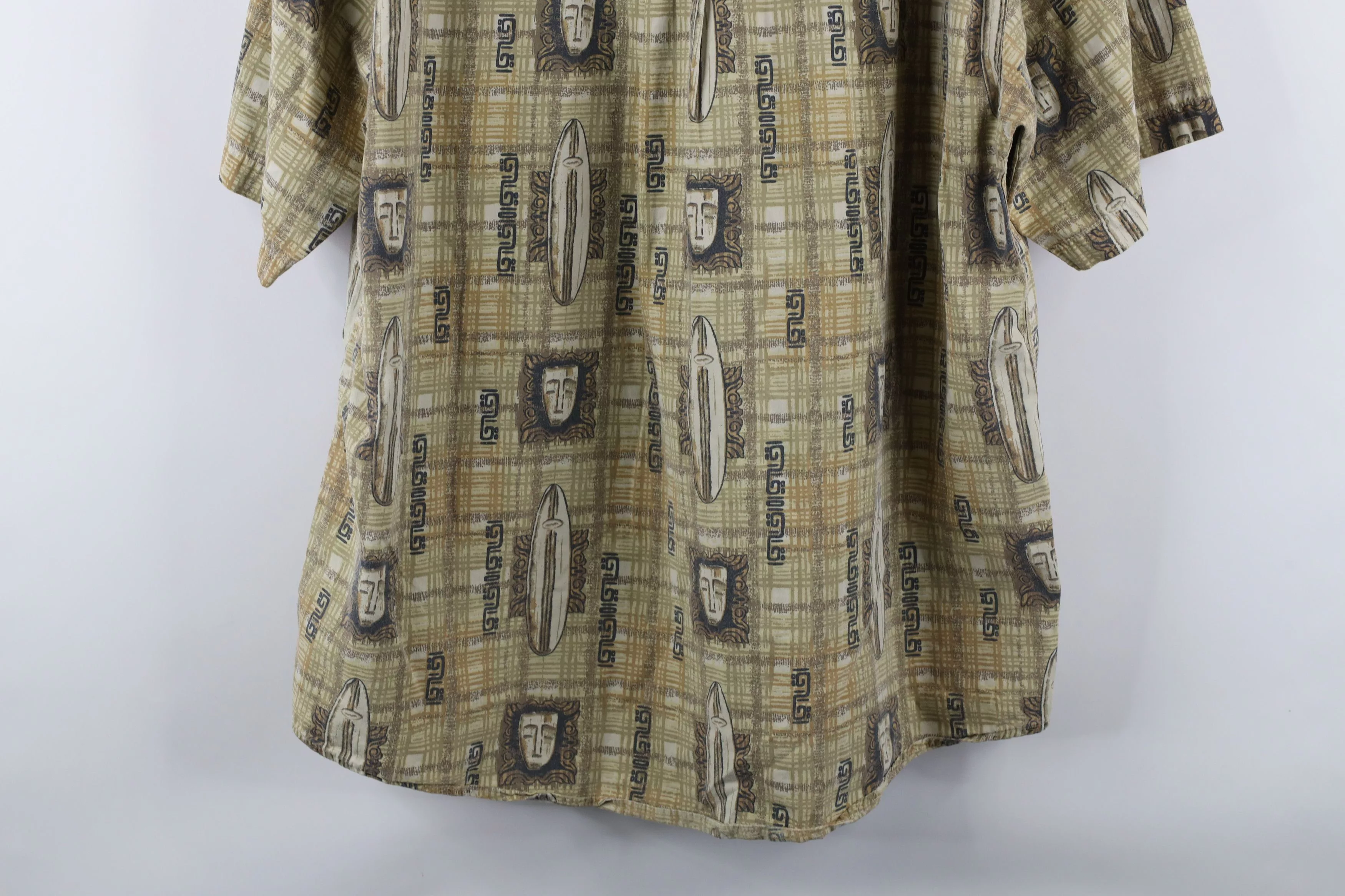 Vintage Shirts Button Ups Vintage 90s Streetwear Surfboard Collared Button Down Shirt Multi