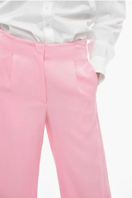 MSGM Pants MSGM og1mm0724 Single Pleated Palazzo Pants in Pink