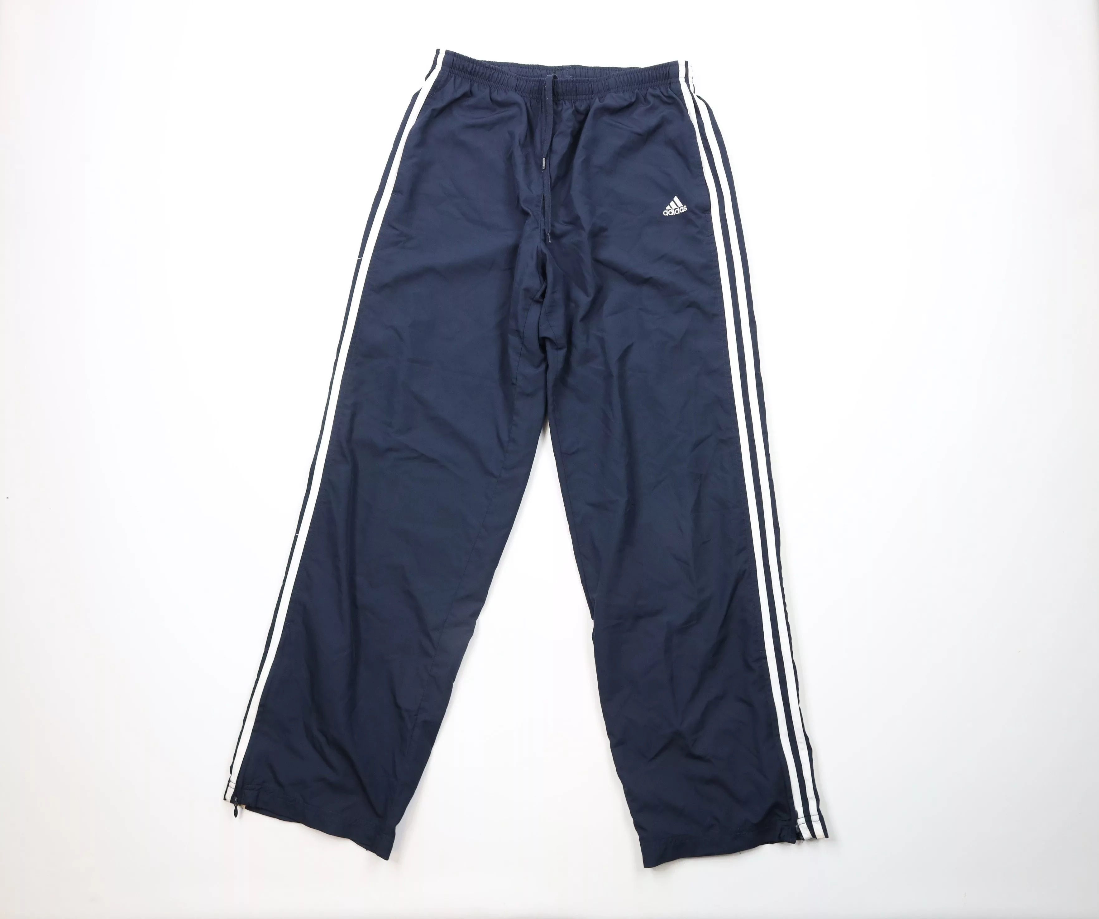 Adidas Pants Adidas × Vintage Vintage Adidas Spell Out Striped Wide Leg Pants Navy Blue