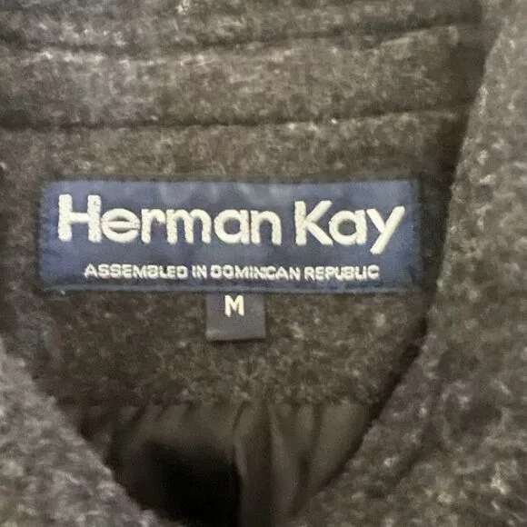 Vintage Coats Vintage HERMAN KAY 100% WOOL Button Peacoat Medium M Women Dark Gra Gray
