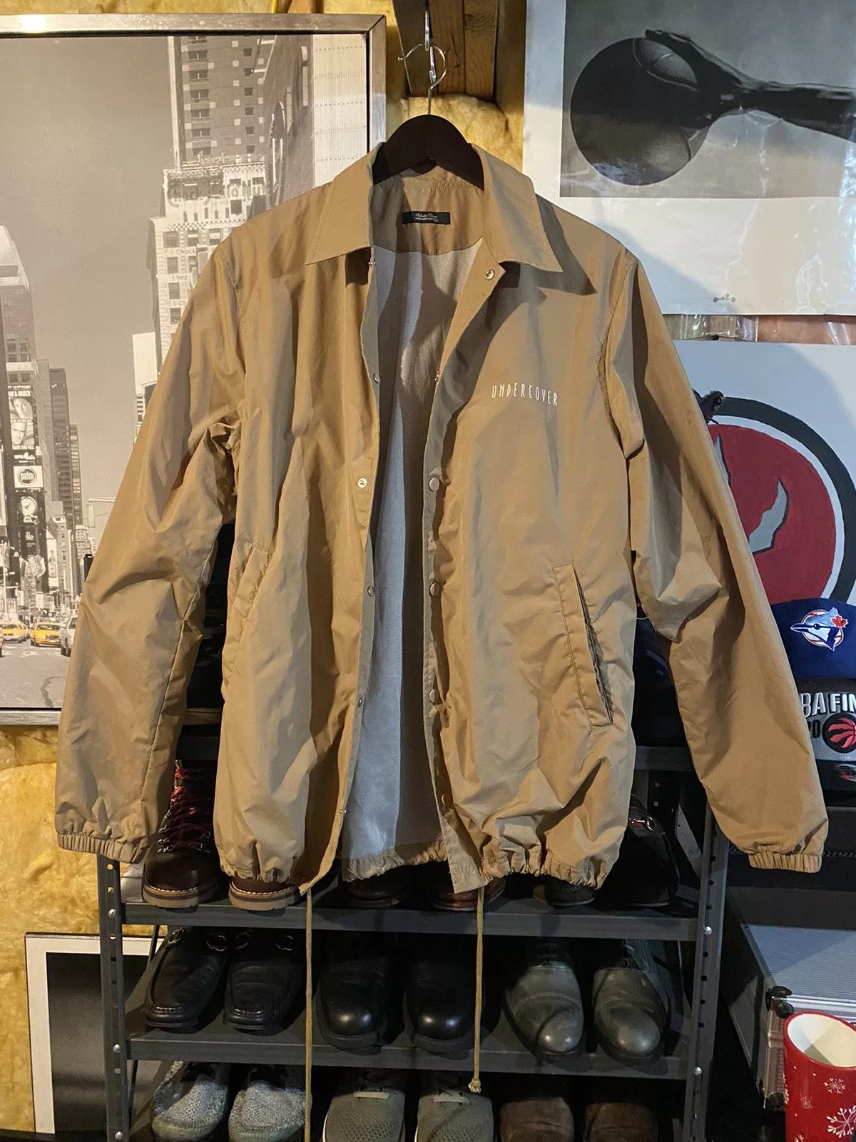 Undercover Light Jackets Undercover Learn and Forget Nylon Coach’s Jacket Beige