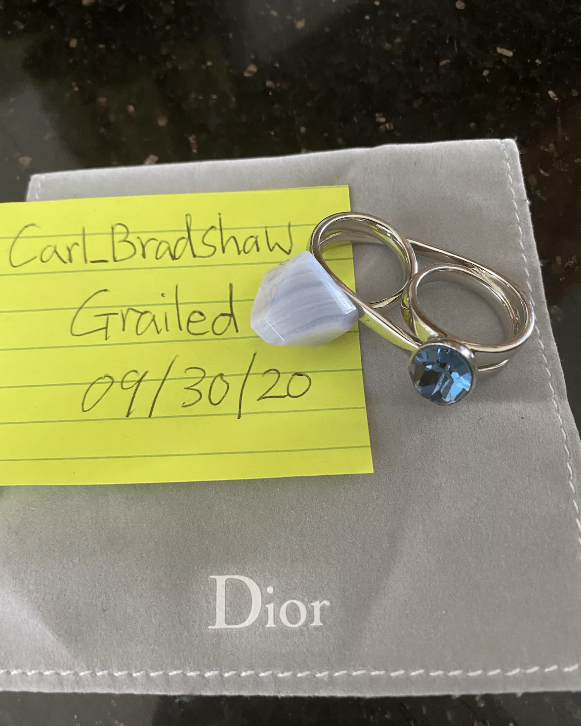 Dior Rings Dior Double-Finger Ring Size 8.5 Blue