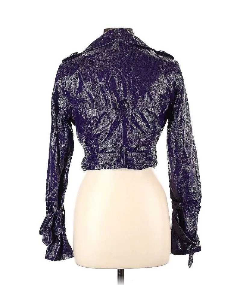 Other Jackets Other Purple Glossy Biker Moto Jacket