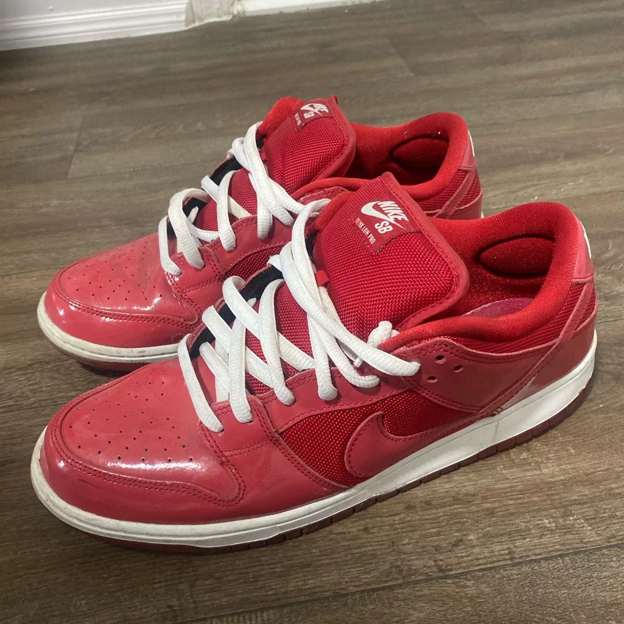 Nike Low Top Sneakers Nike Red patent leather dunks