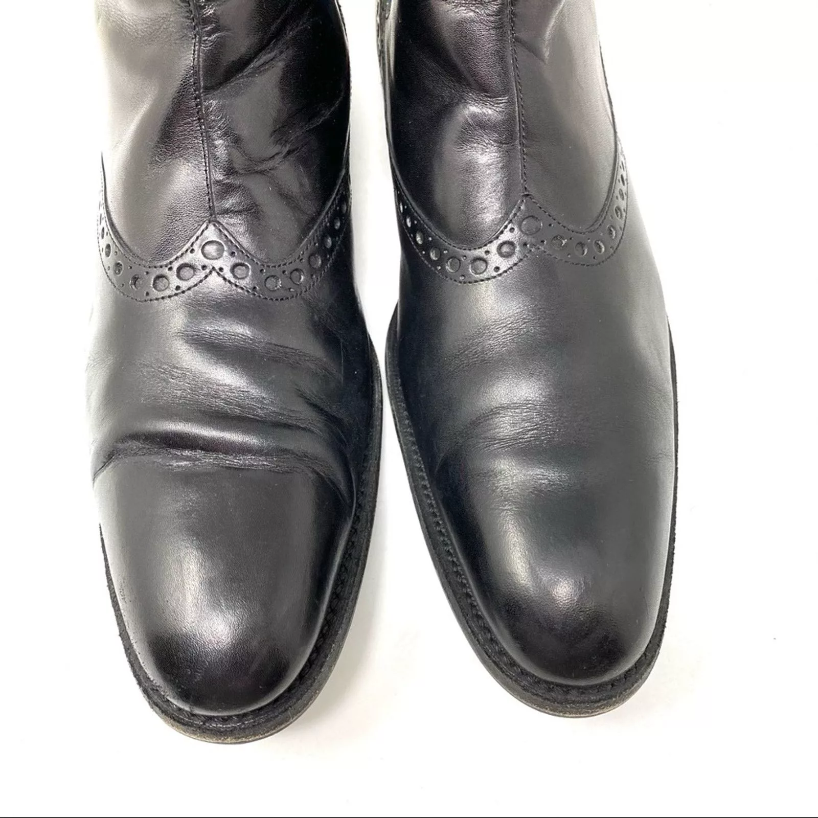 Paul Stuart Boots Paul Stuart black leather brogue Chelsea pull on boots 8
