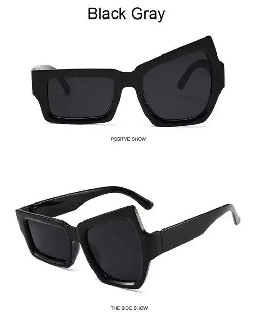 Electric Visual Sunglasses Electric Visual × Vintage Y2K Asymmetric Sunglasses (Black) Streetwear