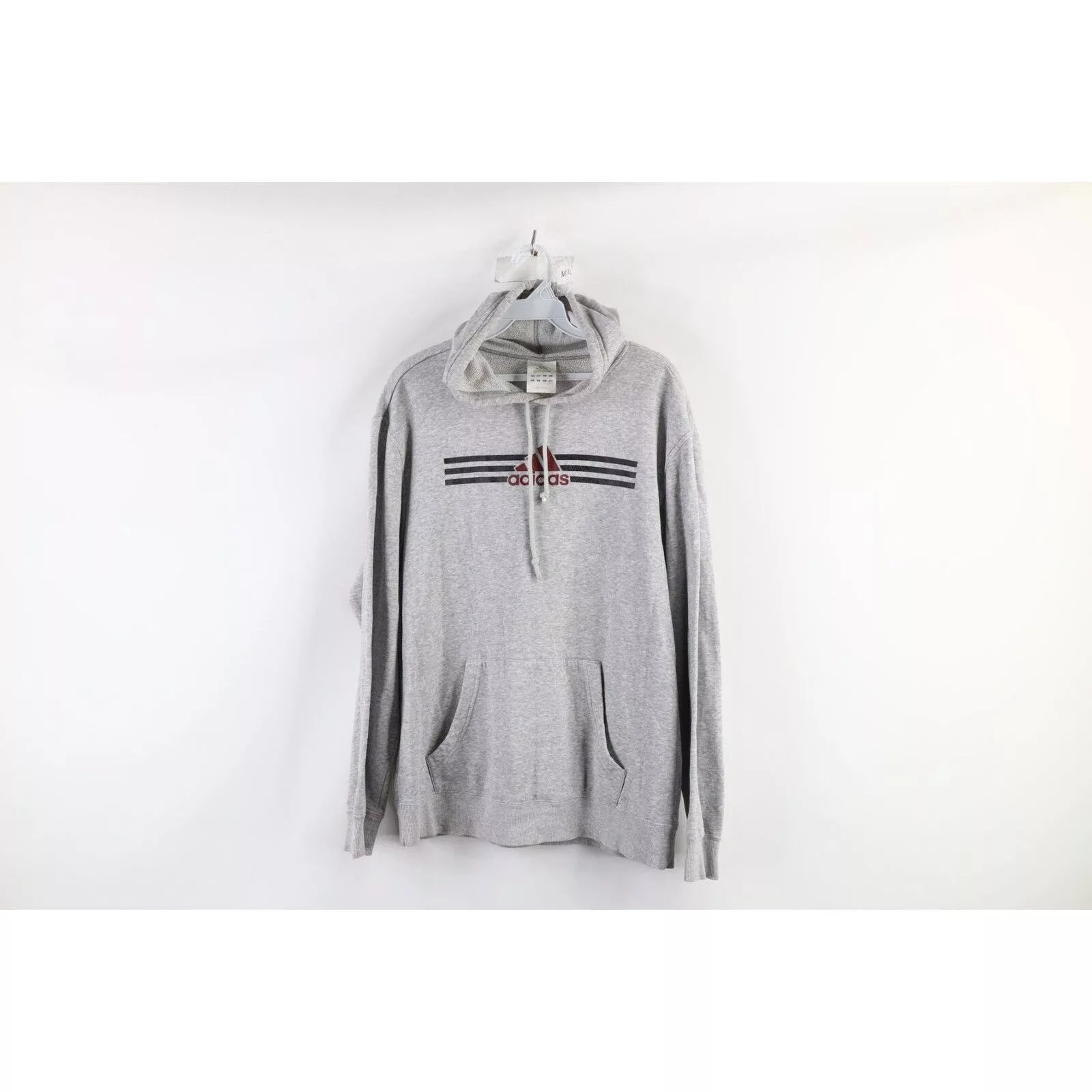 Adidas Sweatshirts Hoodies Adidas × Vintage Vintage Adidas Spell Out Center Logo Hoodie Sweatshirt Gray